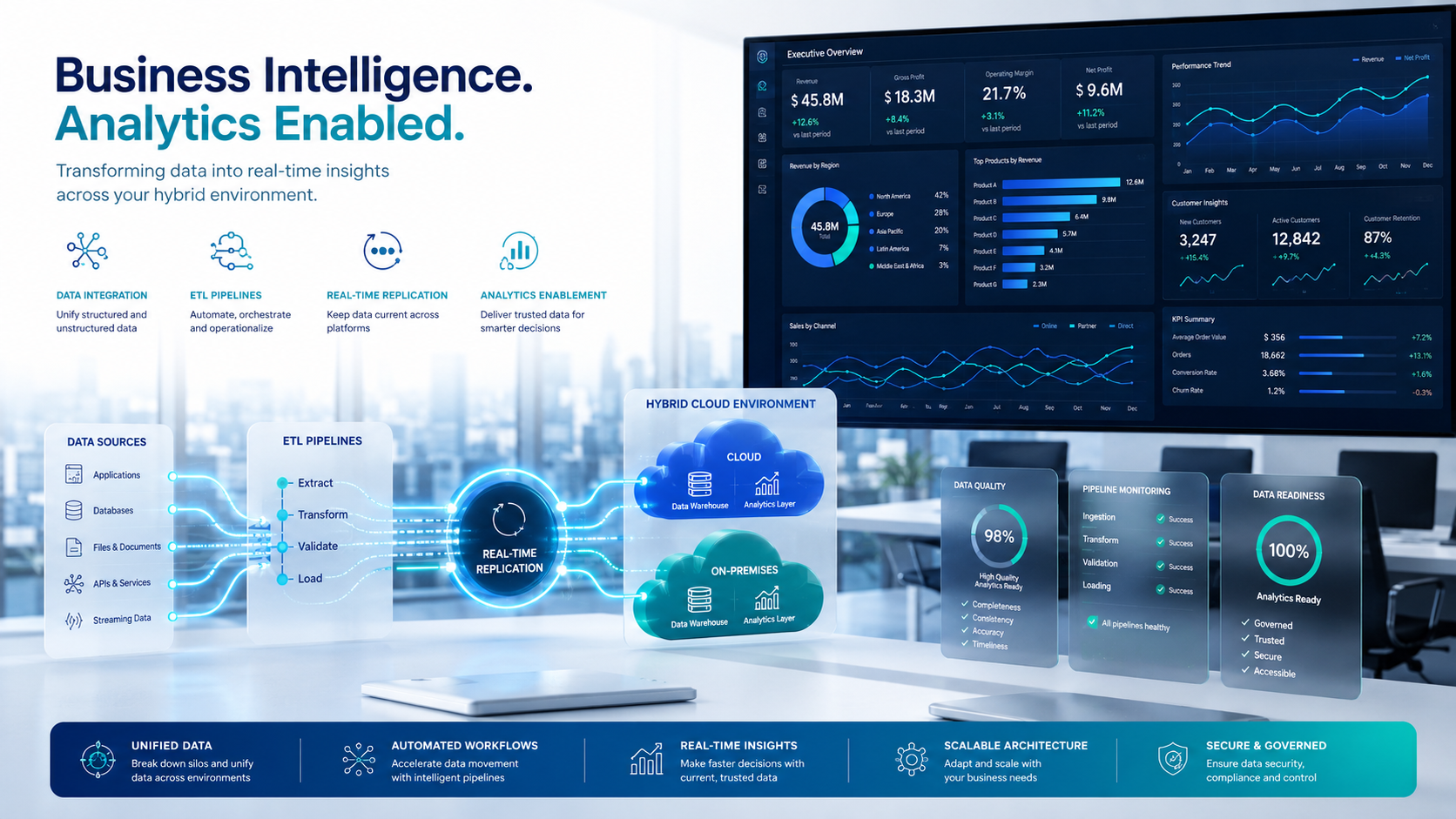 Business intelligence dashboards and analytics enablement visual